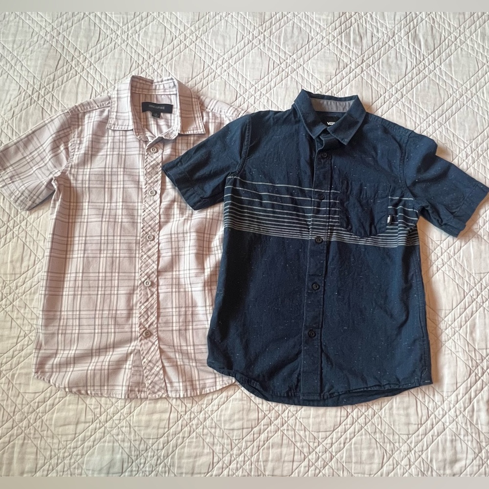 *Bundle* Ring of Fire Plaid and Vans Striped s/s Shirts, Boys Size Small
